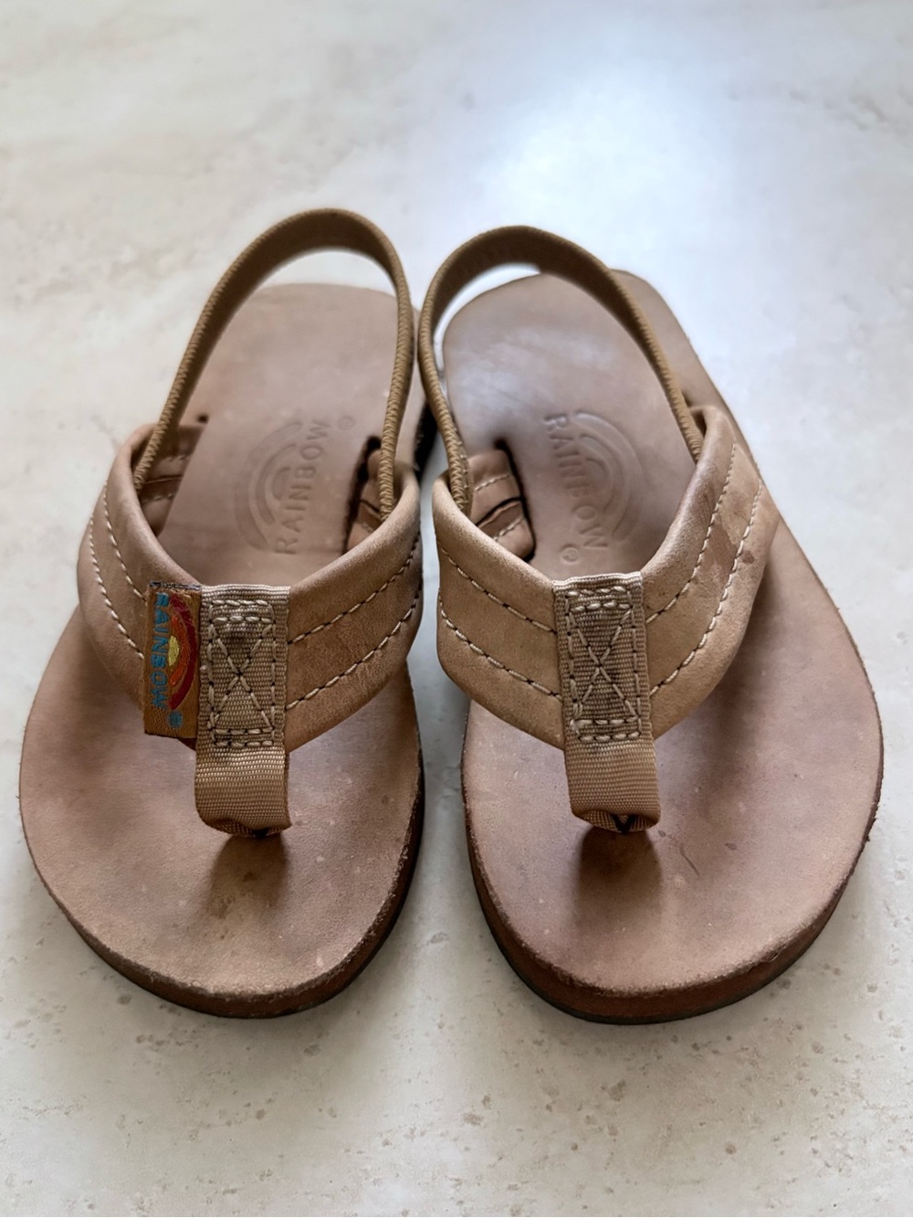 RAINBOW Toddler Sandal Wide Thong with Back Strap | Tan | See Measurements